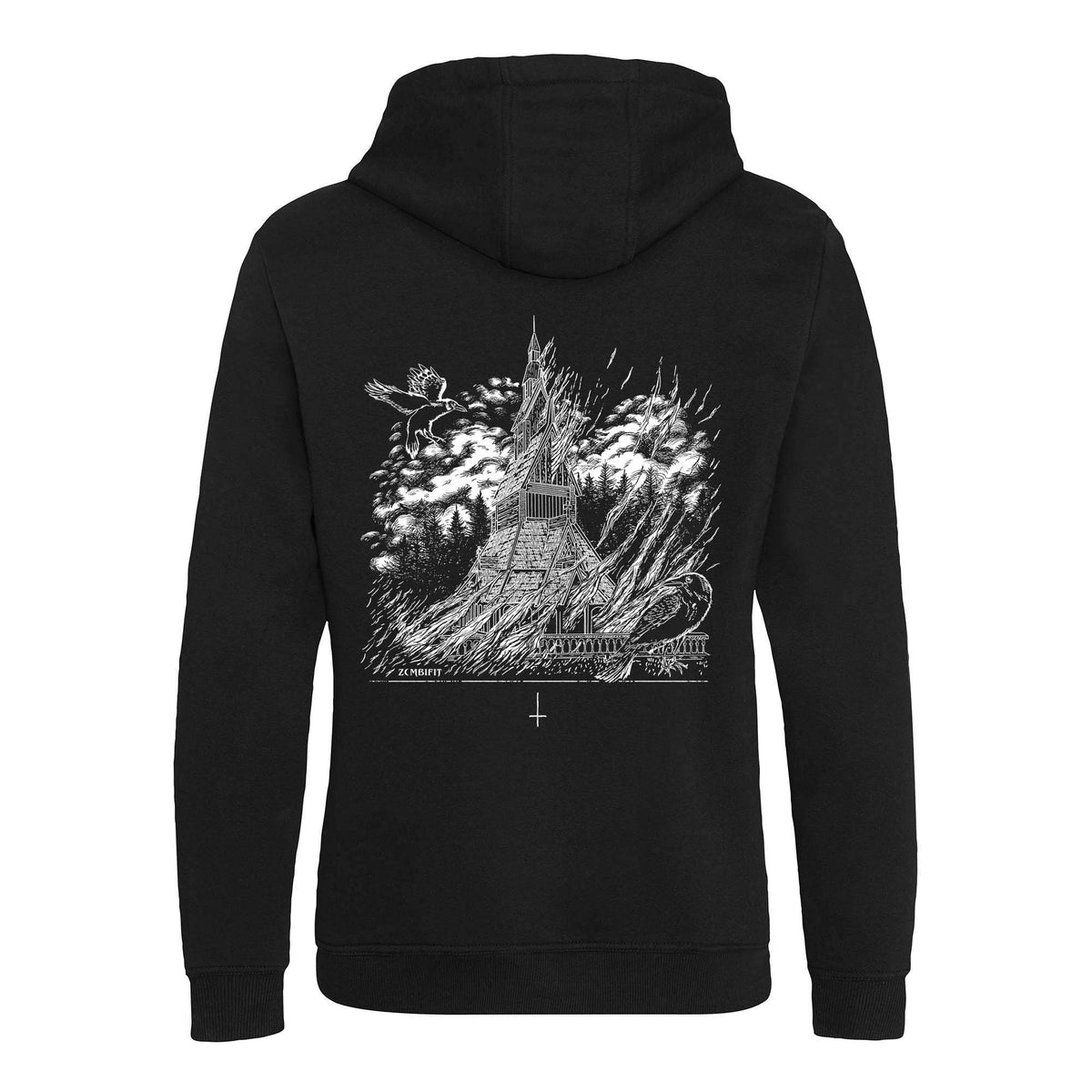 Black Metal Stave Church Zip up Hoodie