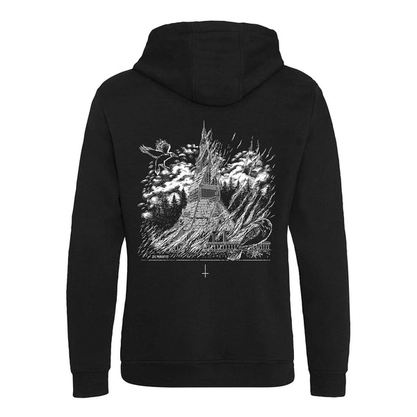 Black Metal Stave Church Zip up Hoodie