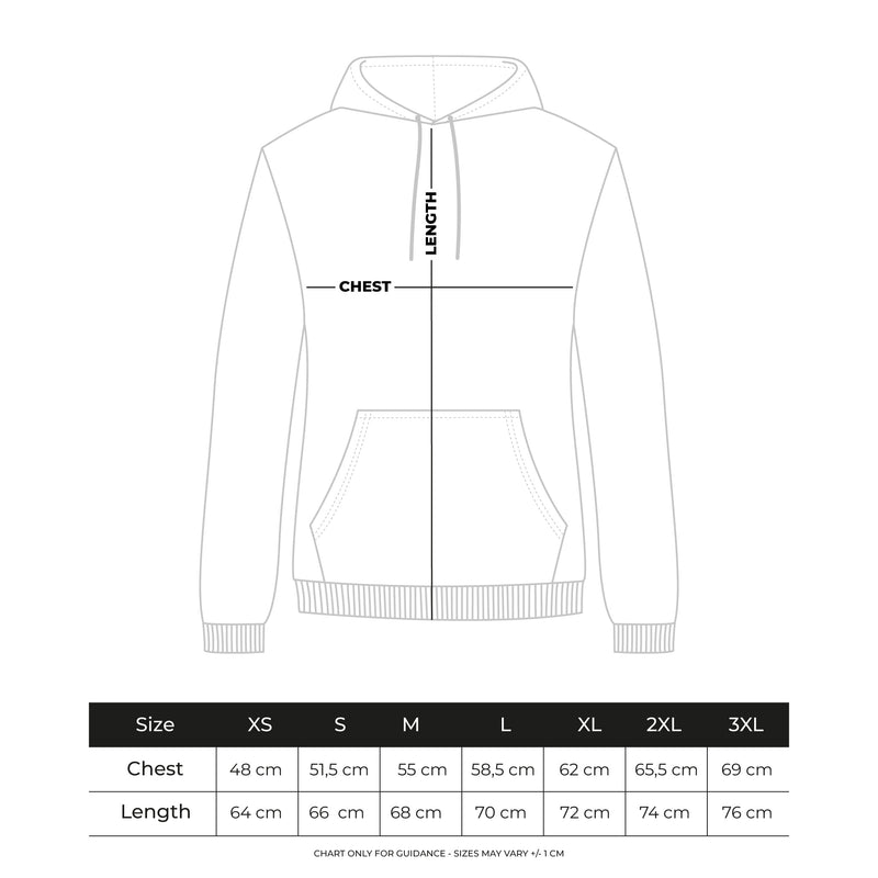 Kangaroo Pocket Hoodie size chart