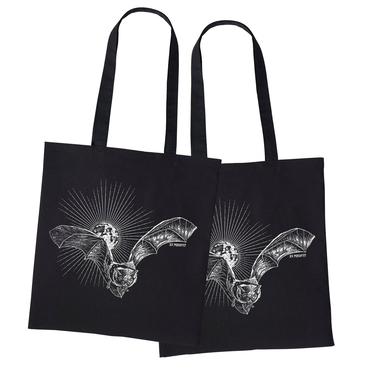 Black Bat Tote Bag – Gothic 100% Cotton Shopping Bag. Zombifit
