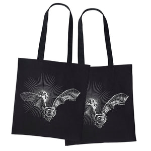 Black Bat Tote Bag – Gothic 100% Cotton Shopping Bag. Zombifit