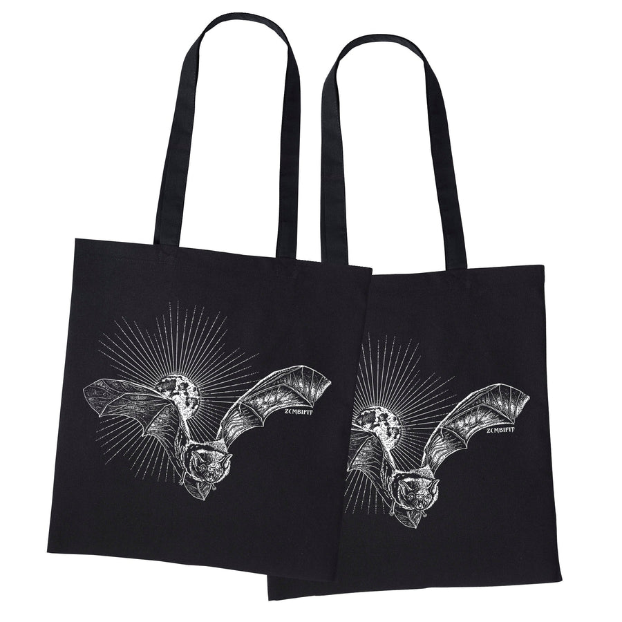Black Bat Tote Bag – Gothic 100% Cotton Shopping Bag. Zombifit
