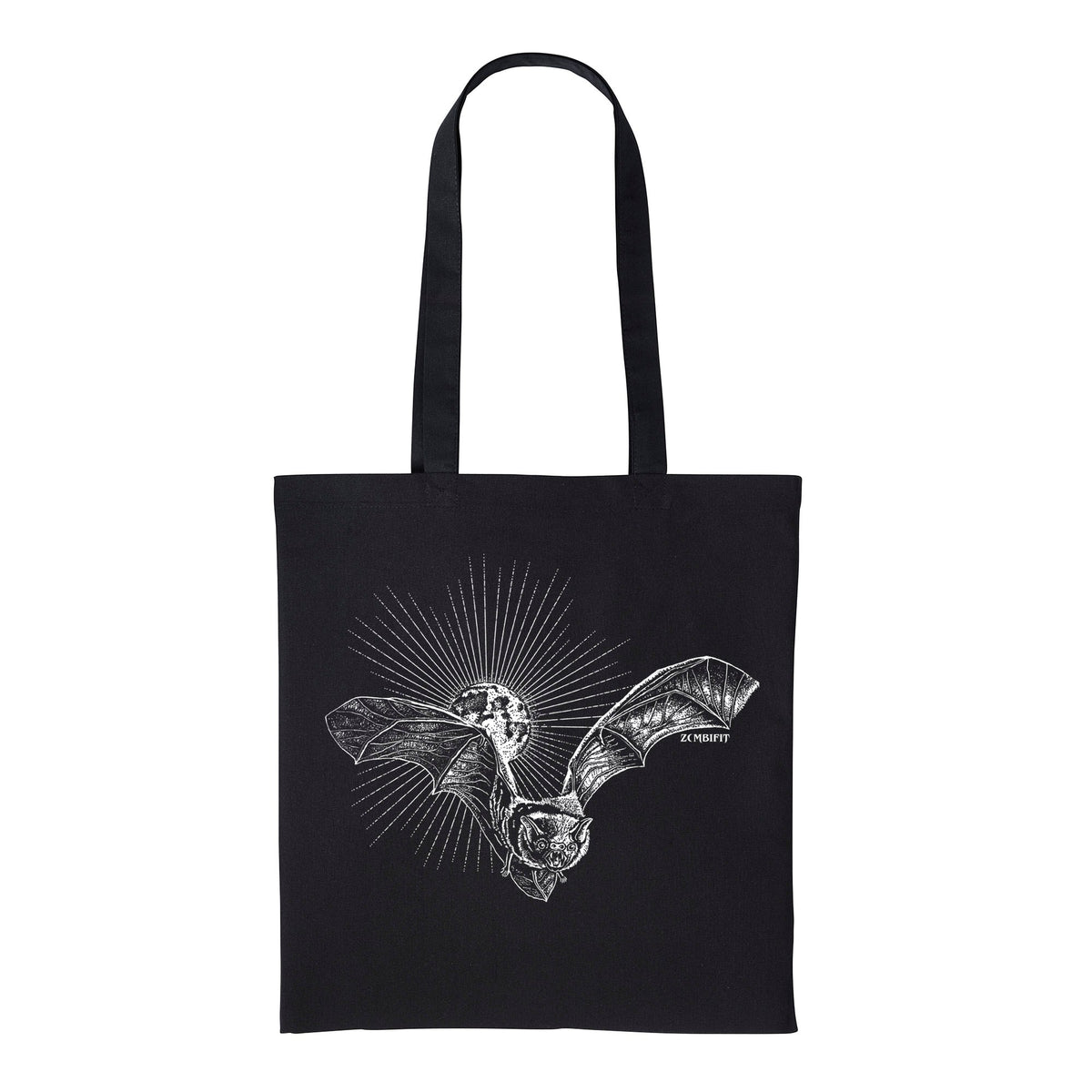Black Bat Tote Bag – Gothic 100% Cotton Shopping Bag. Zombifit