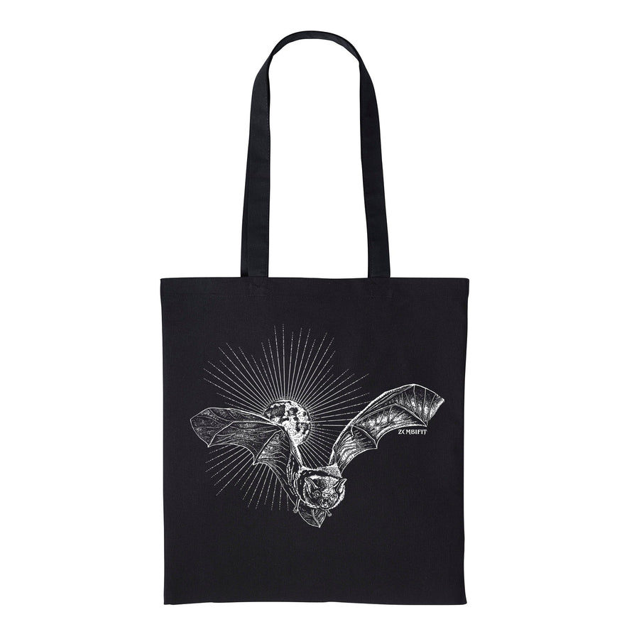 Black Bat Tote Bag – Gothic 100% Cotton Shopping Bag. Zombifit