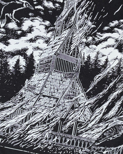 Black Metal Stave Church Graphic T-Shirt T-shirt Zombifit