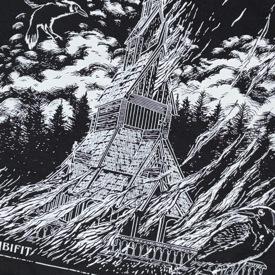 Black Metal Stave Church Graphic T-Shirt T-shirt Zombifit