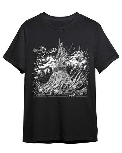 Black Metal Stave Church Graphic T-Shirt T-shirt Zombifit