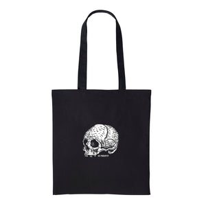 Black Skull & Heart Tote Bag – Gothic 100% Cotton Shopping Bag, Zombifit