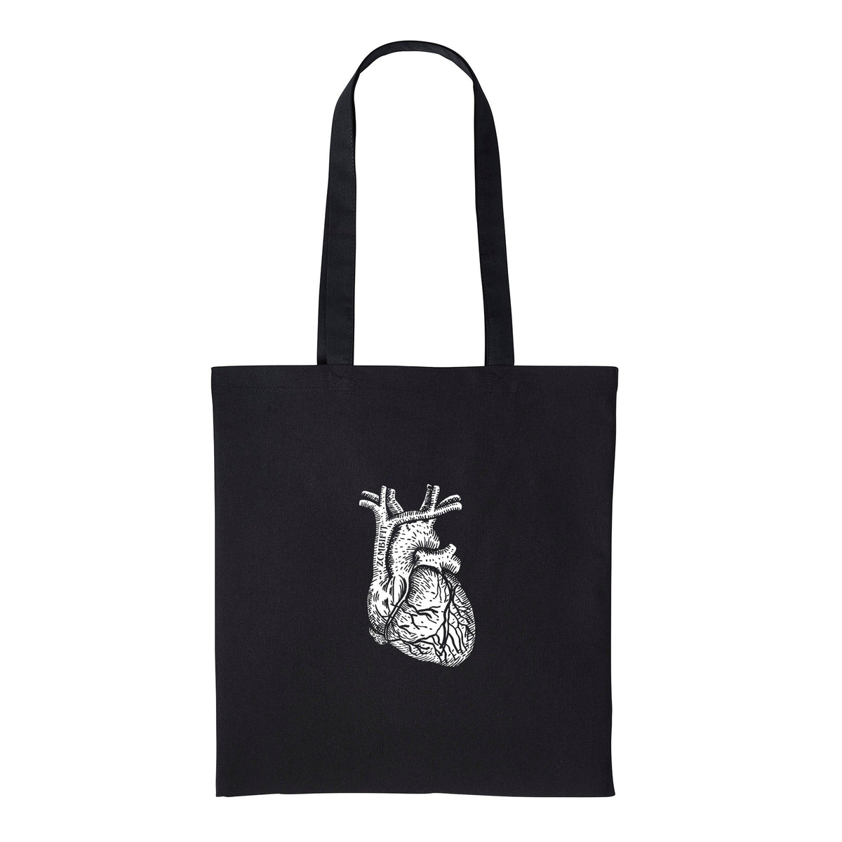 Black Skull & Heart Tote Bag – Gothic 100% Cotton Shopping Bag, Zombifit