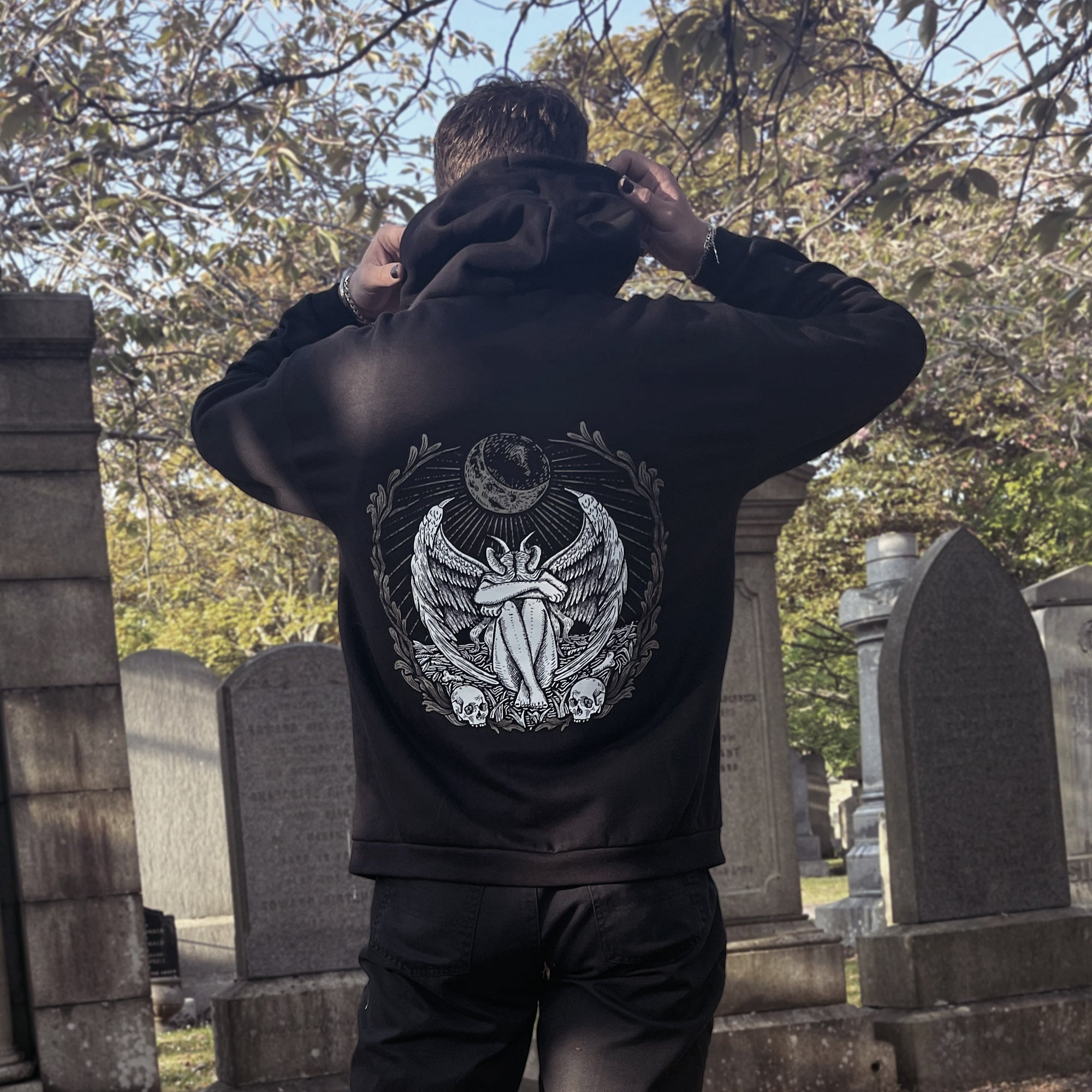 Dark Angel Black Kangaroo Pocket Hoodie - Zombifit Original