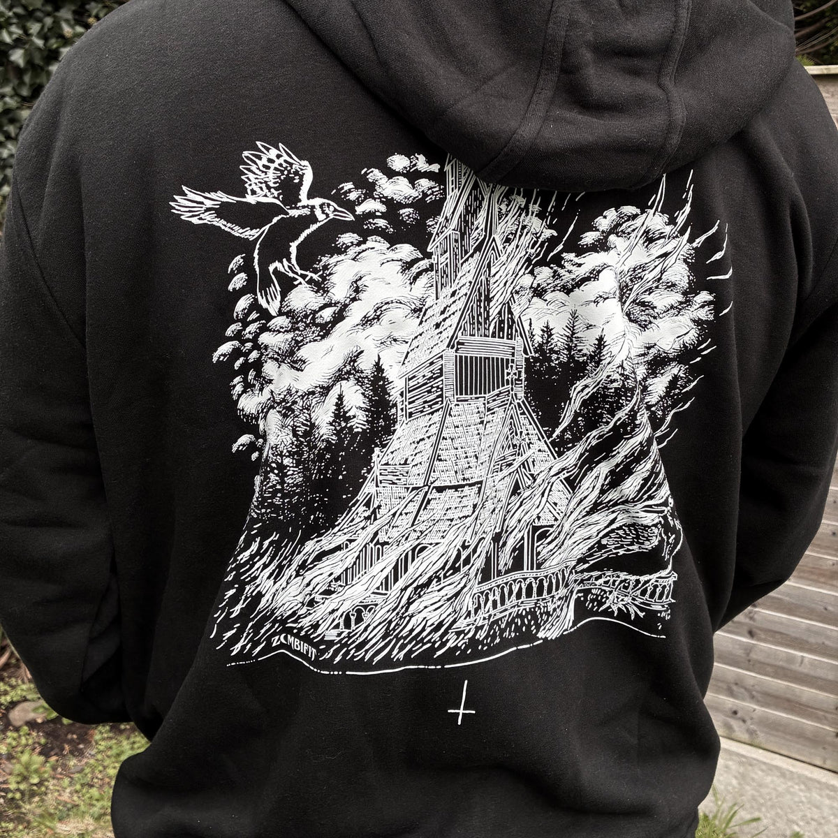 Black Metal Stave Church Zip up Hoodie