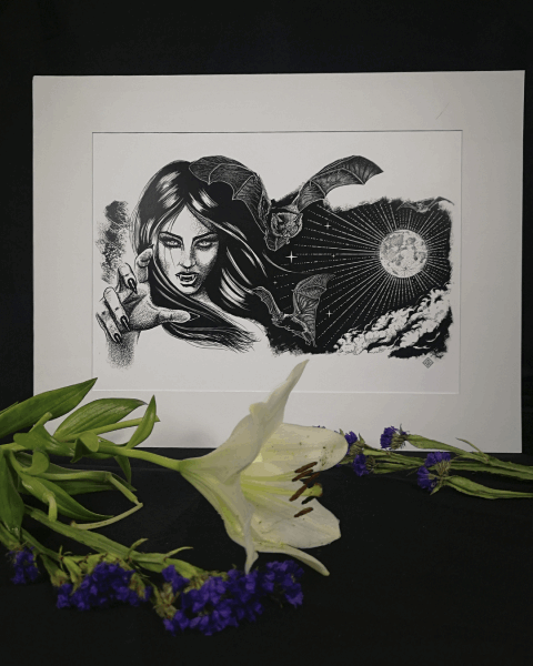 Midnight Call A4 Print - Part 1 of Victorian Vampire Series Wall Art Zombifit