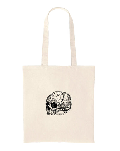 Natural Skull & Heart Tote Bag – Gothic 100% Cotton Shopping Bag, Zombifit
