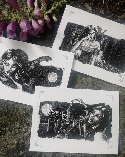 Set of 3 Victorian Vampire Postcards Postcard Zombifit