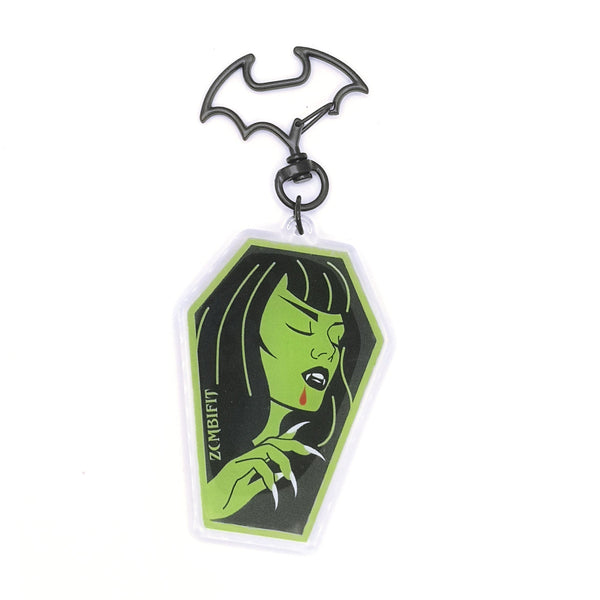 Vampiress in a Coffin Acrylic Key-clip Keyring Zombifit